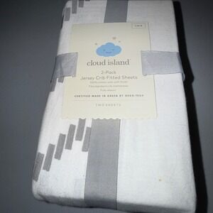 Cloud Island Jersey Crib Fit Standard Grey White‎ New 2-Pack Cotton